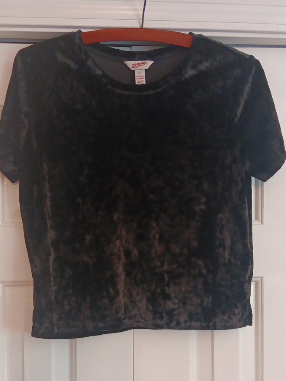 Arizona Cropped Black Velvet Shirt, Size Large